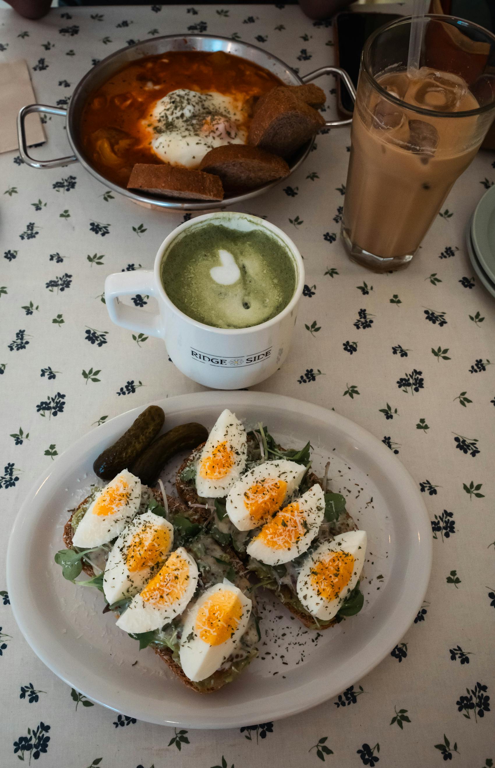 An all-day brunch plate with eggs and toast