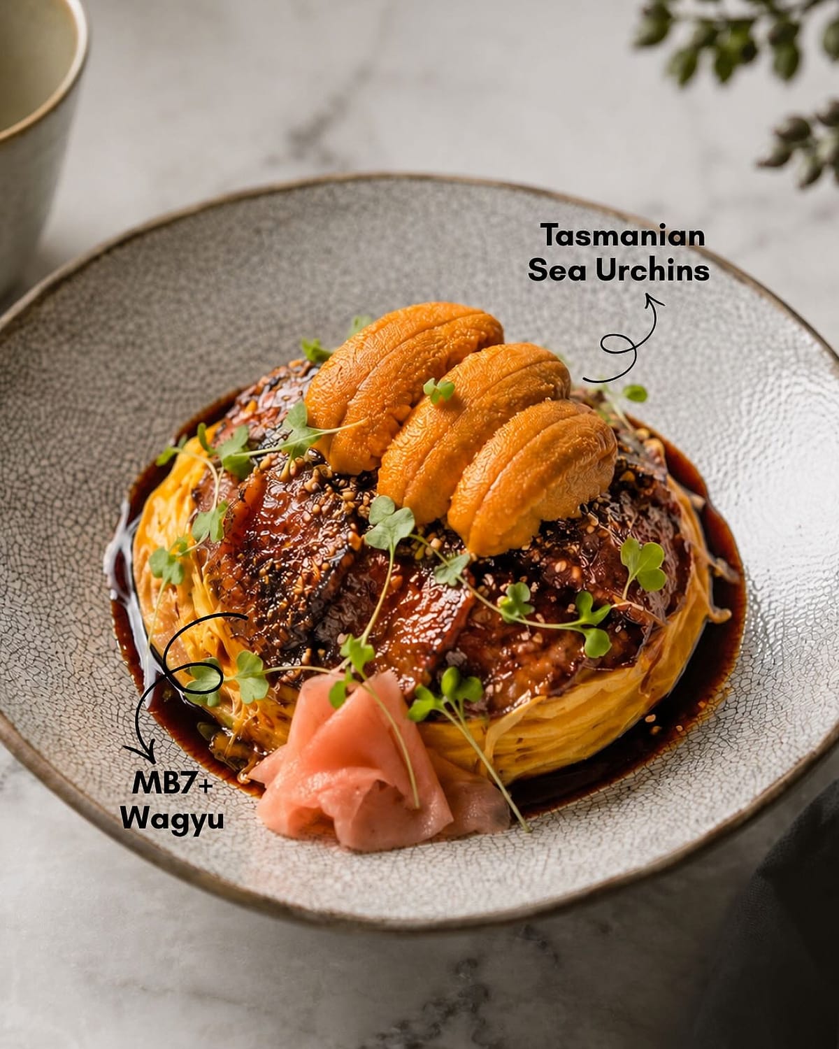 Two Sis & Co's signature wagyu and Tasmanian sea urchin bowl